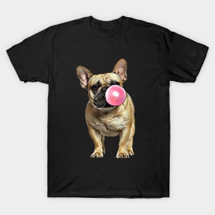 French bulldog lovers, sweet frenchie with pink bubblegum T-Shirt